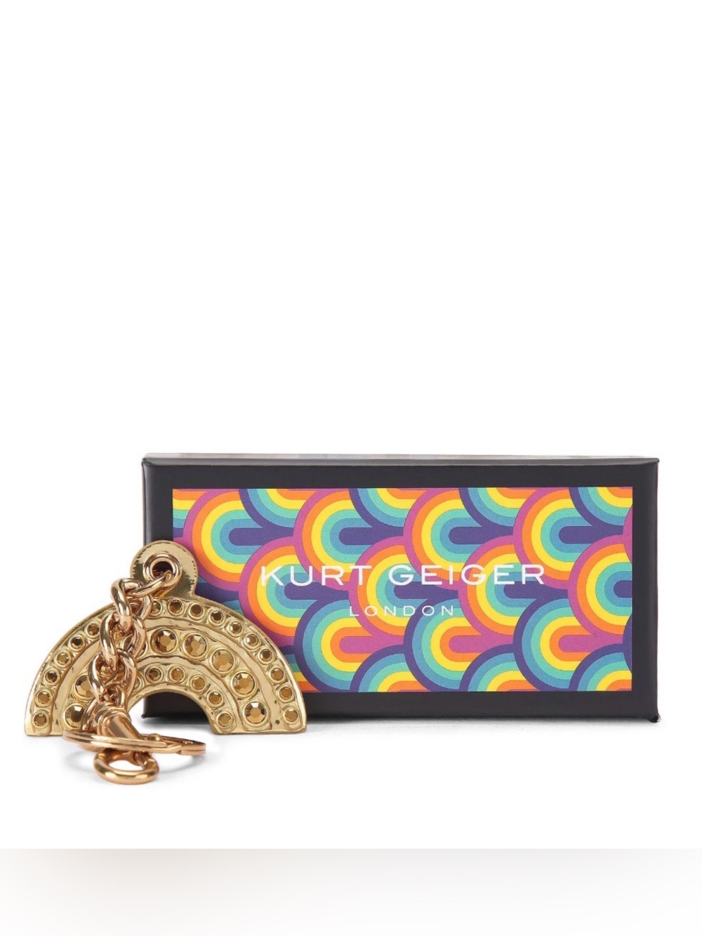 Kurt Geiger London Gold Rainbow Charm Keychain
